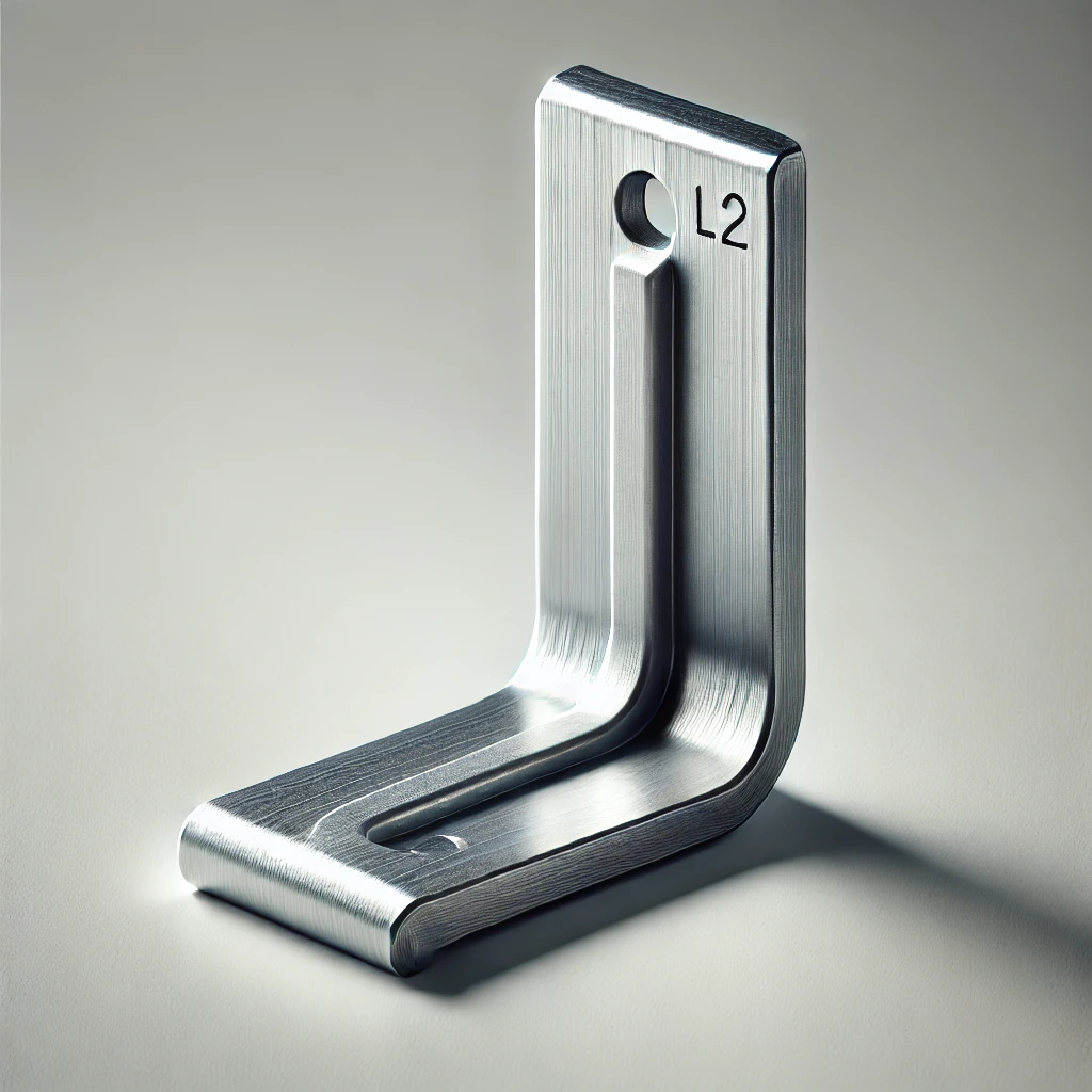 DALL·E 2025-03-05 07.05.57 - A high-quality image of a single stainless steel bracket with a modern, industrial design. The bracket is L-shaped, sturdy, and has a metallic finish